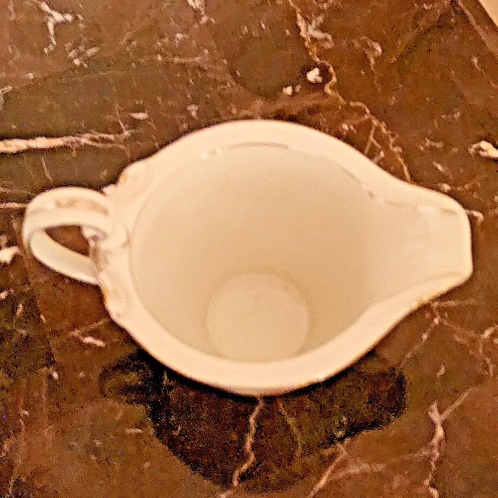 Vintage Harmony House Dogwood Creamer with Platinum Trim Pink Flowers